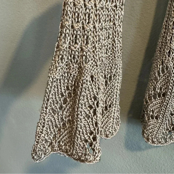 Sigrid Olsen Crochet Knit Blouse Flare Long Sleeve Beach Coastal Boho M - Picture 3 of 7